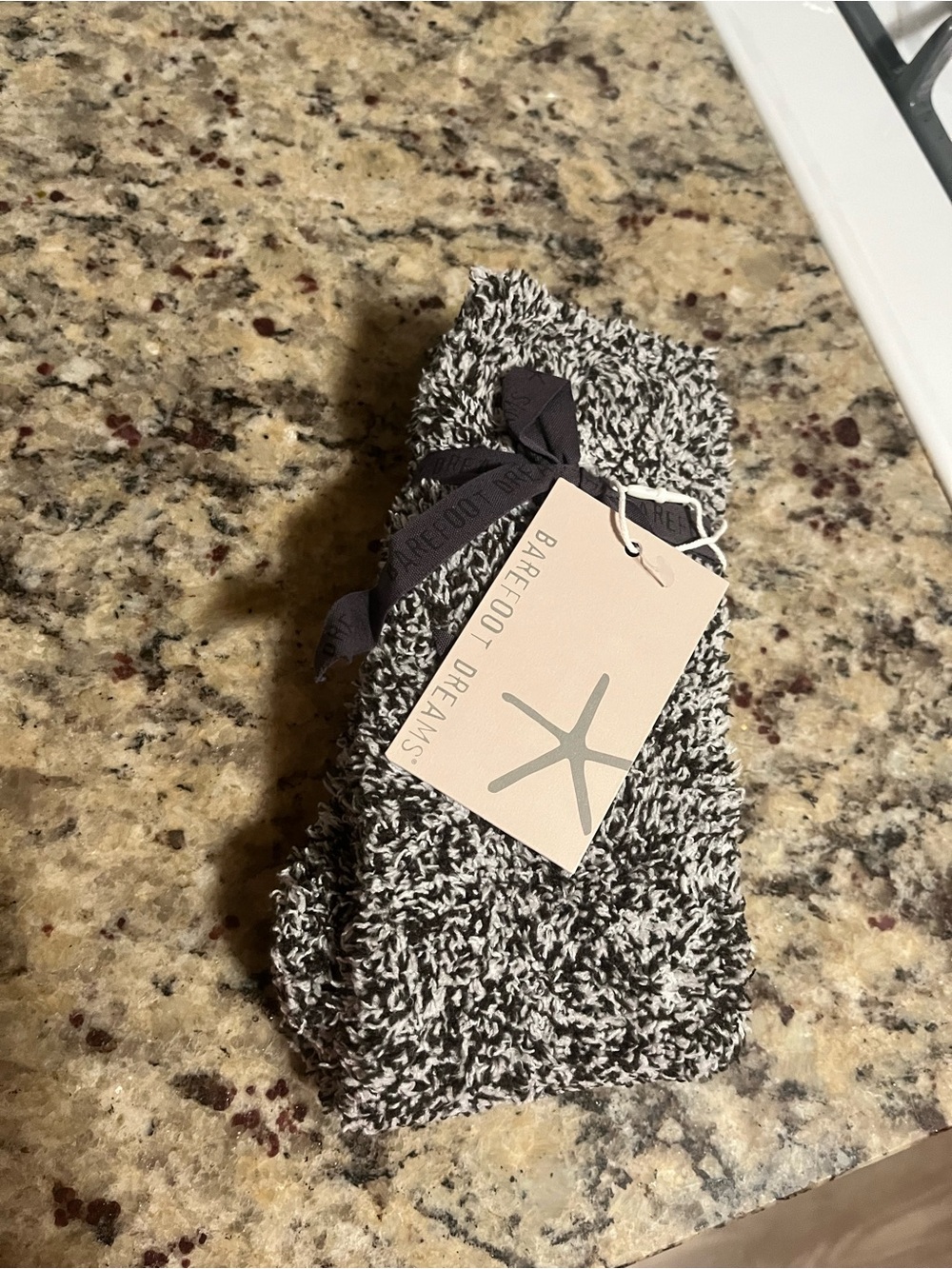 Barefoot Dreams Marled Black and White Plush Socks